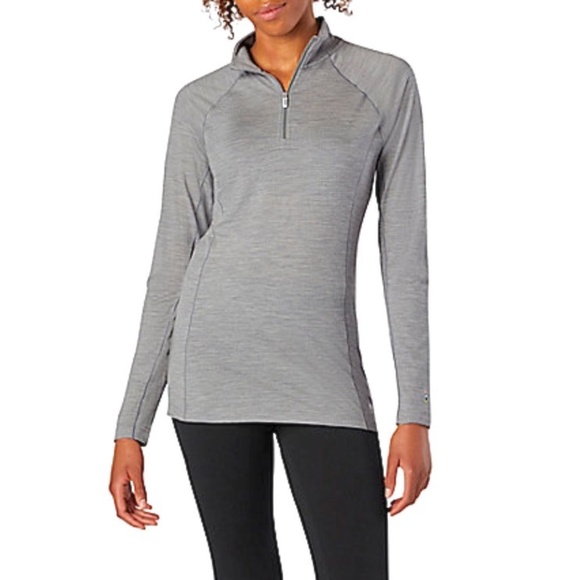SMARTWOOL Classic All-Season Merino Base Layer 1/4 Zip Gray - Picture 3 of 10